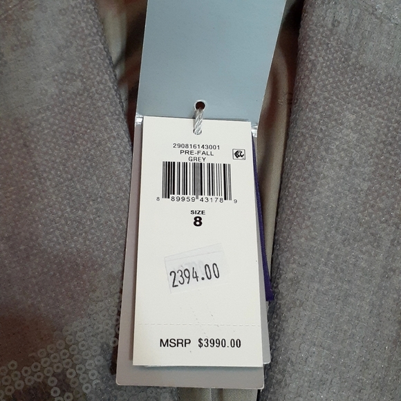 RALPH LAUREN PURPLE LABEL Silver Gray Sequin Blazer I Button Women's Sz 8 - Picture 15 of 16